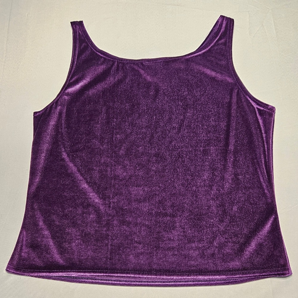 Gilligan O'Malley Tank Top Womens Large Purple Velvet Scoop Neck Made in USA - Picture 8 of 8